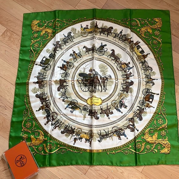 HERMES SILK SCARF 34”x34” La Promenade Comes with Box - Picture 1 of 14